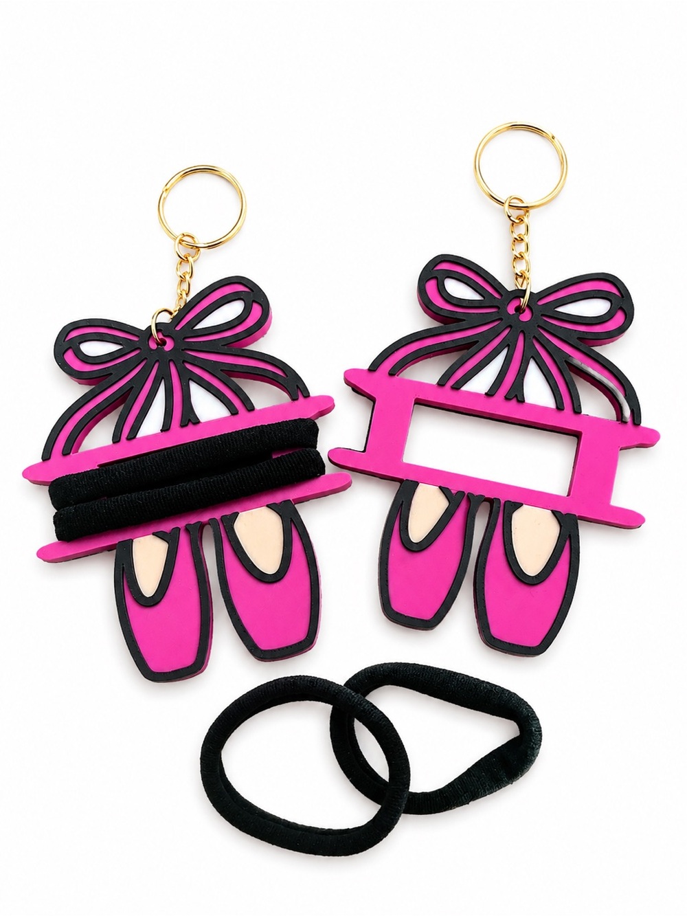 Pink Ballet Slipper Key & Hair Tie Holder Keychain